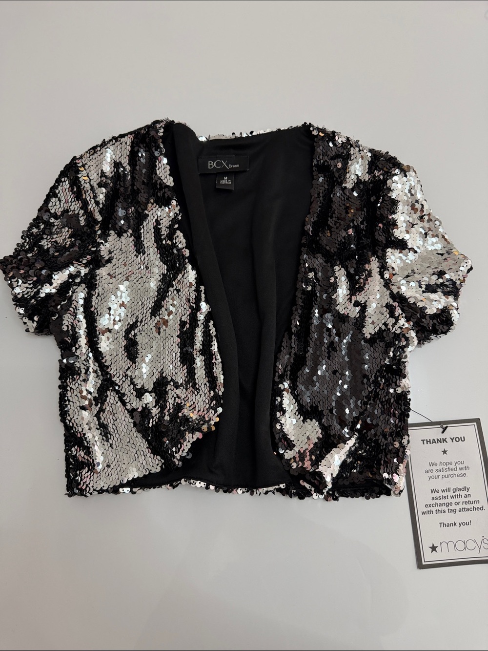 BCX Black and Silver Sequin Bolero
